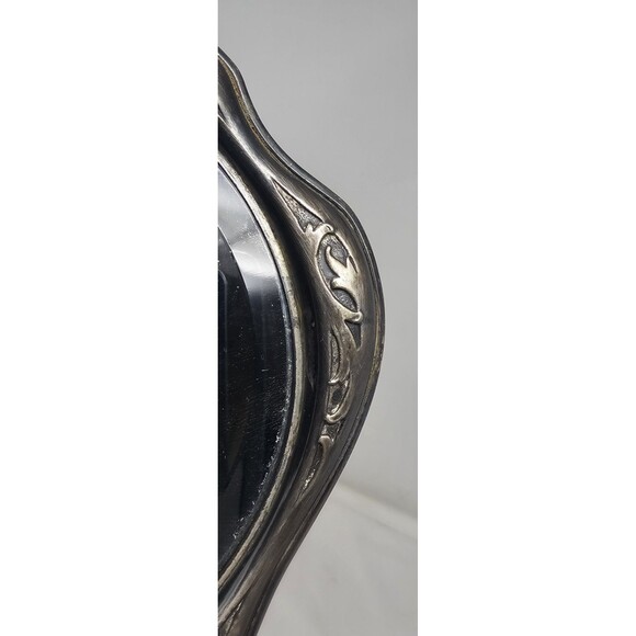 Antique Art Nouveau Silver Plated 10" Hand Vanity Mirror Victorian Design 1905 - Picture 3 of 12